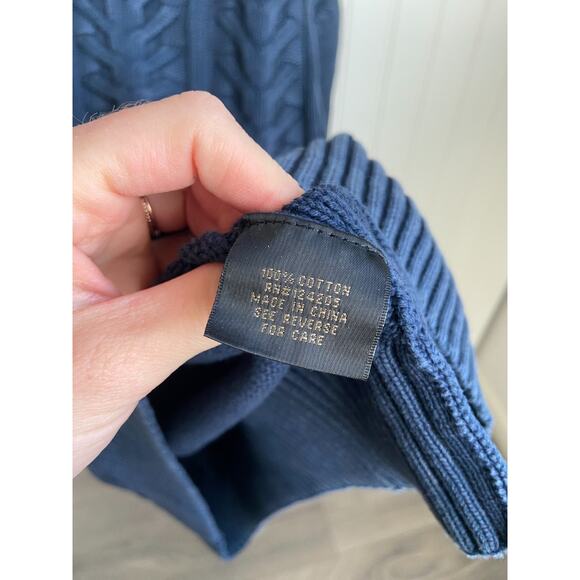 F/X Fusion Sweater Men's XL Blue Cable Knit 1/4 Zip 3D Mens Pullover, Cotton - Picture 5 of 6